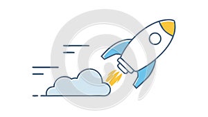 Rocket launching. Space exploration, innovation, and rapid progress. vector design Generative AI