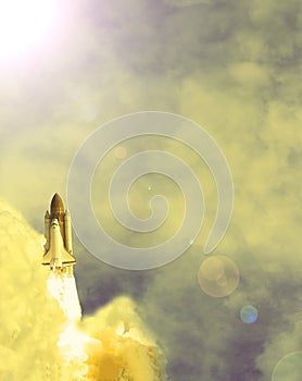 Rocket liftoff. The elements of this image furnished by NASA