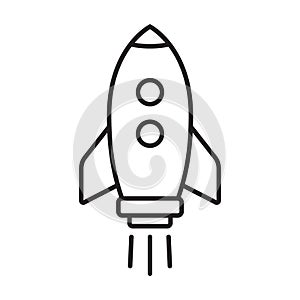 Rocket line icon. Flying rocket line icon.