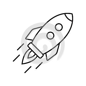 Rocket line icon. Flying rocket line icon.