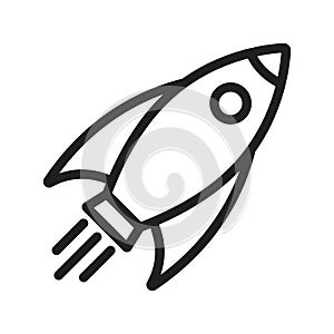 Rocket line icon. Flying rocket linear icon.
