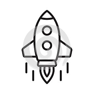 Rocket line icon. Flying up rocket icon.