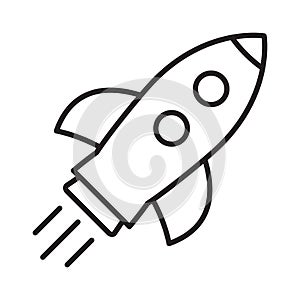 Rocket line icon. Flying rocket line icon.