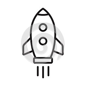 Rocket line icon. Flying rocket line icon.