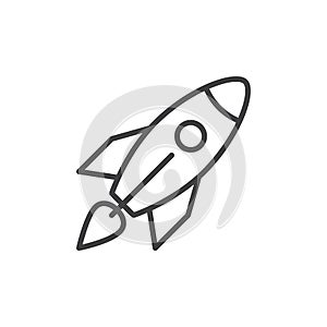 Rocket line icon, outline vector sign, linear style pictogram isolated on white.