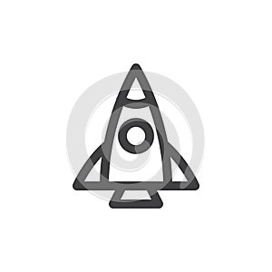 Rocket line icon, outline vector sign, linear style pictogram isolated on white.
