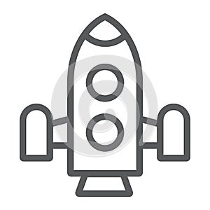 Rocket line icon, shuttle and astronomy, spaceship sign, vector graphics, a linear pattern on a white background.