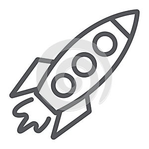 Rocket line icon, transportation and space, spaceship sign, vector graphics, a linear pattern on a white background.