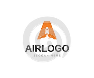 Rocket logo design. Letter A with rocket symbol logo design