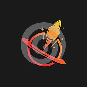 rocket logo design template. rocket logo design template. rocket around the planet vector illustration