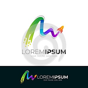 Rocket logo with letter W design combination, transportation design