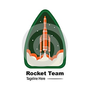 Rocket logo-rocket advance technology launching logo design. space ship logo template.