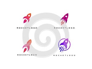 Rocket logo vector template. rocket logo set