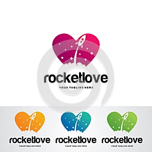 Rocket love logo design template