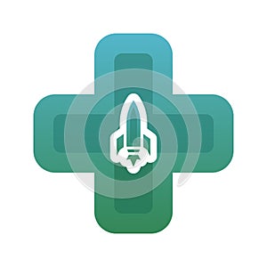 Rocket medical logo gradient design template icon element