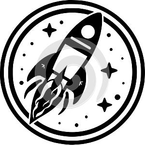 Rocket - minimalist and flat logo - vector illustration