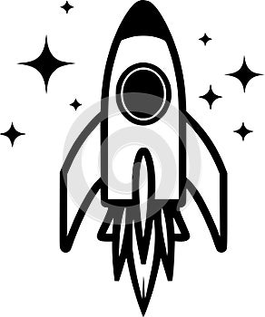 Rocket - minimalist and flat logo - vector illustration