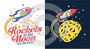 Rocket moon flies