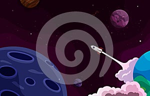 Rocket Outer Space Craft Planet Stars Adventure Background