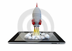 Rocket over a tablet
