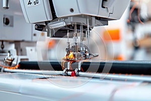 Rocket picture production white automatic sewing machine in close up