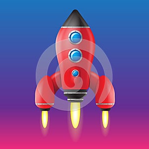 Rocket red design element on isolated background. Vector image