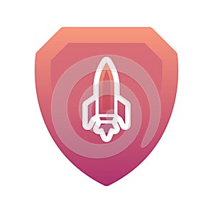 Rocket shield logo gradient design template icon element