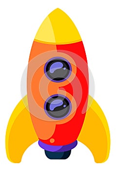 Rocket ship. Austronaut transport for space travel in cartoon style
