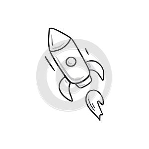 Rocket ship doodle. Rocket ship hand drawn sketch style icon. Start up, space doodle drawn concept.