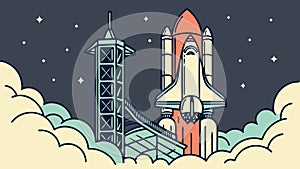 Rocket Ship Launch Space Vector Illustration, vector design Generative AI