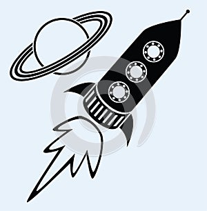 Rocket ship and planet saturn symbols