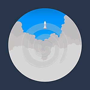 Rocket ship in the sky, Earth icon