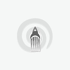 Rocket simple icon sticker isolated on gray background