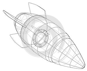 Rocket sketch. Vector rendering of 3d