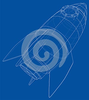 Rocket sketch. Vector rendering of 3d