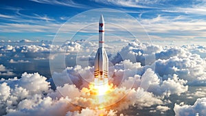 Rocket Soaring Through Clouds: A Journey to the Cosmic Frontier