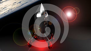 Rocket in the space - 3D rendering