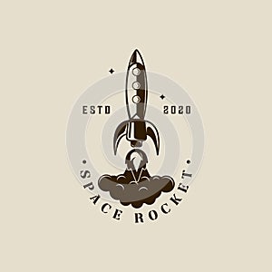 rocket space logo vector vintage illustration template icon graphic design . aerospace sign and symbol for astronomy concept with