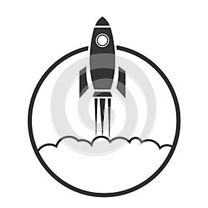 Rocket and the space. Rocket launch concept. Start up, business