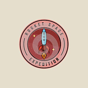 rocket space ship emblem logo vector illustration template graphic design. aerospace sign and symbol for astronomy concept with