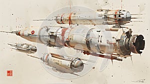 Rocket Spacecraft Mixed Media