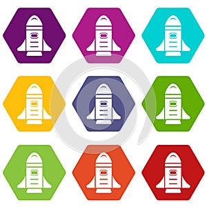 Rocket speed icons set 9