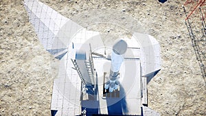 Rocket before the start. Space launch system. 3d rendering.