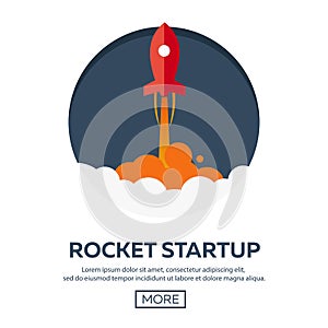 Rocket startup. Business. Rocket ship in a flat style.Vector illustration. Space travel to the moon.Space rocket launch. Project