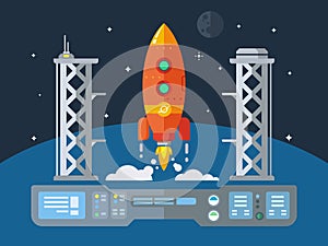 Rocket Startup Flat Desing Concept