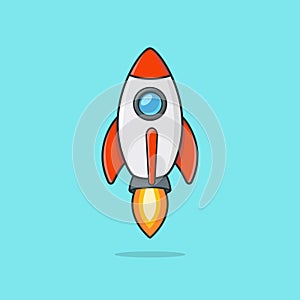 Rocket startup fly launch, grow up growth progress process business concept.