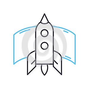 rocket startup line icon, outline symbol, vector illustration, concept sign