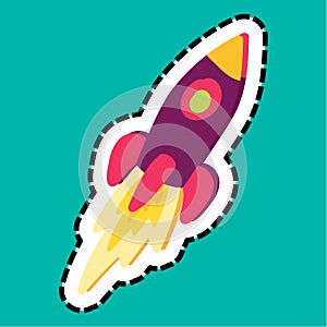 Rocket stitched frame flat color sticker