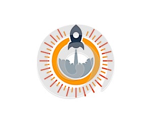 Rocket Sun Icon Logo Design Element