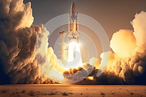 rocket takeoff. This images components were provided by NASA